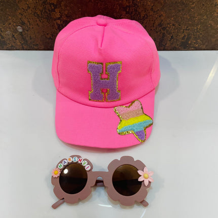 Customized Flower shape Sunglasses with Initial Cap for Girls