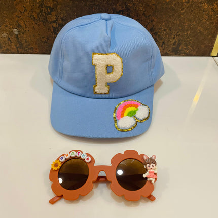 Customized Flower shape Sunglasses with Initial Cap for Girls