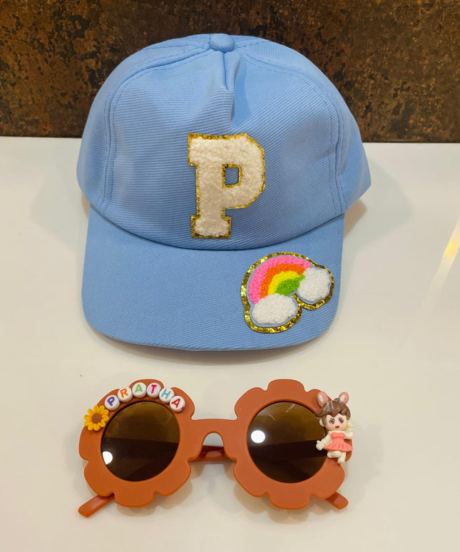 Customized Flower shape Sunglasses with Initial Cap for Girls