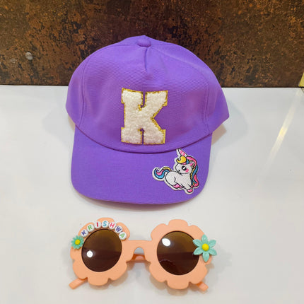 Customized Flower shape Sunglasses with Initial Cap for Girls