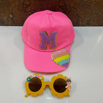 Customized Flower shape Sunglasses with Initial Cap for Girls