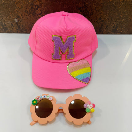Customized Flower shape Sunglasses with Initial Cap for Girls