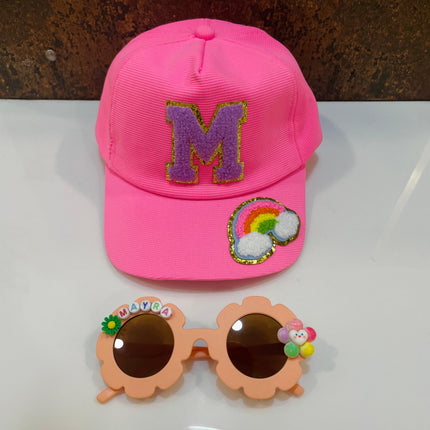 Customized Flower shape Sunglasses with Initial Cap for Girls