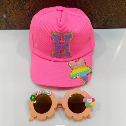Customized Flower shape Sunglasses with Initial Cap for Girls