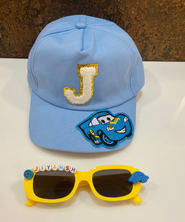 Customized Rectangle shape Sunglasses with Initial Cap for Kids