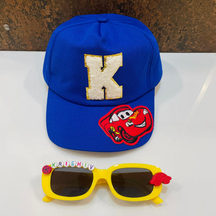 Customized Rectangle shape Sunglasses with Initial Cap for Kids