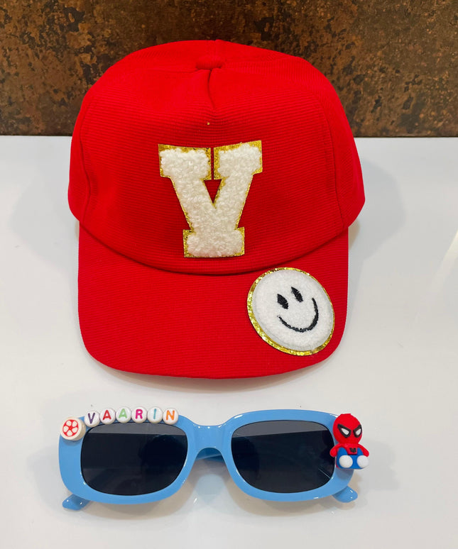 Customized Rectangle shape Sunglasses with Initial Cap for Kids