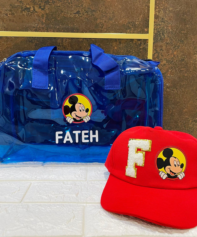 Customized Theme Printed Duffle Bag and Cap Combo