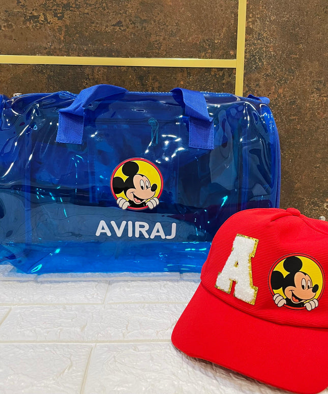 Customized Theme Printed Duffle Bag and Cap Combo