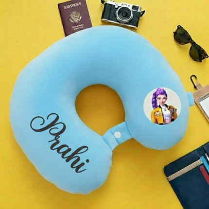 Customized Travel Neck Pillow | Personalized Name and Cartoon Travel Pillow