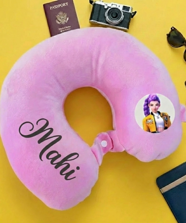 Customized Travel Neck Pillow | Personalized Name and Cartoon Travel Pillow