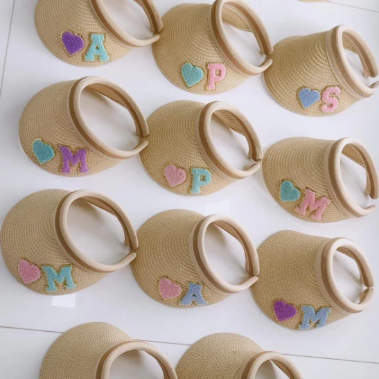 Customized Visor Beach Hat with Initial & Cartoon