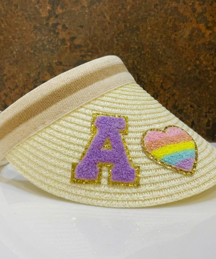 Customized Visor Beach Hat with Initial & Cartoon