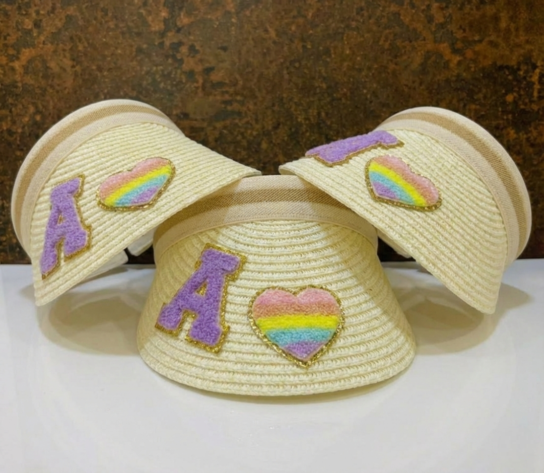 Customized Visor Beach Hat with Initial & Cartoon