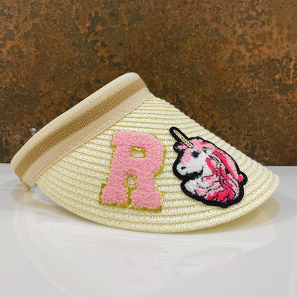 Customized Visor Beach Hat with Initial & Cartoon