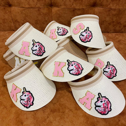 Customized Visor Beach Hat with Initial & Cartoon