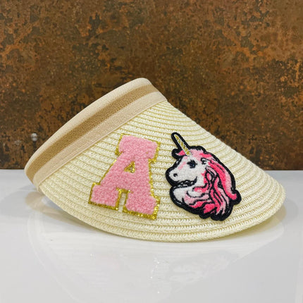 Customized Visor Beach Hat with Initial & Cartoon