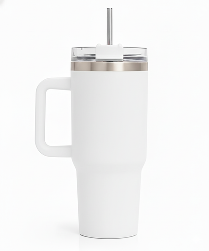 Large Tumbler with handle and straw | Premium Insulated Travel Coffee Mug 1200ml