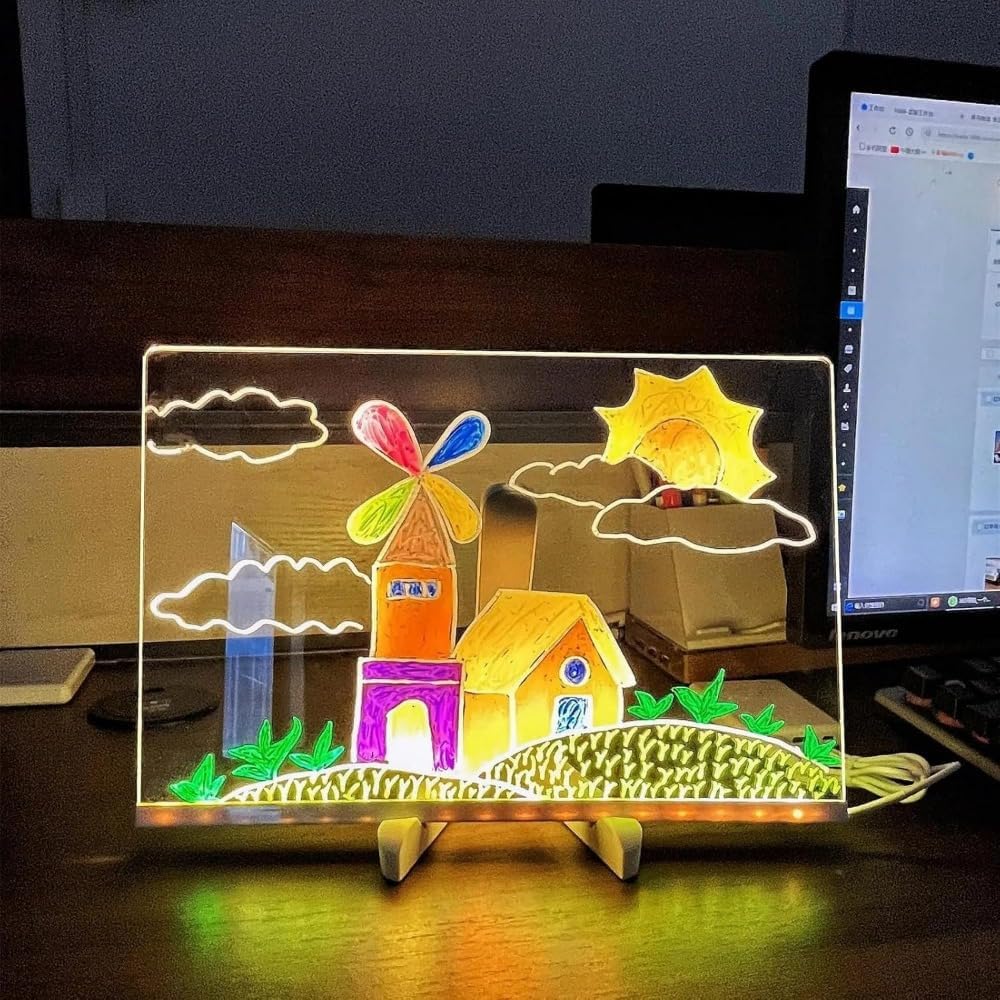 3D Acrylic LED Writing Pad with Pen & Light | 30 x 20 cm