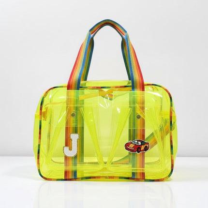 Customized Jelly Duffle Bag Double Pocket with Rainbow belt
