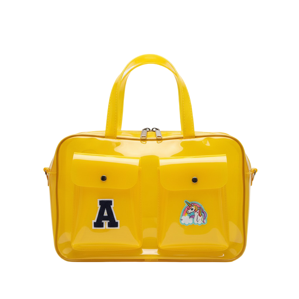 Customized Initial Cartoon Jelly 2 pocket Duffle Bag for Boys and Girls