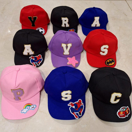 Customized Caps with Initial and Cartoon for Boys and Girls