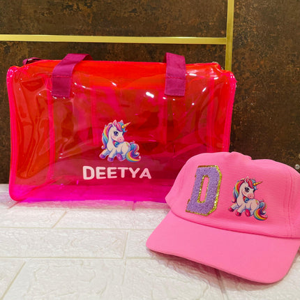 Customized Theme Printed Duffle Bag and Cap Combo