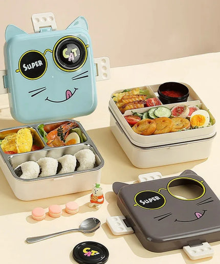 Cat Eye – Leakproof Steel Lunch Box with Spoon & Salad Cup