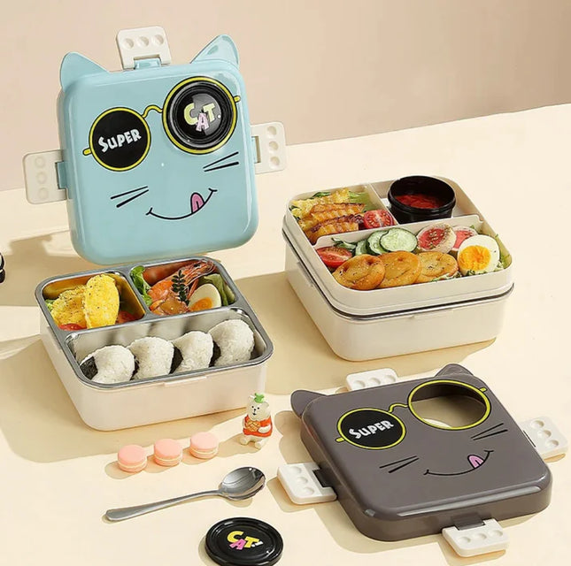 Cat Eye – Leakproof Steel Lunch Box with Spoon & Salad Cup