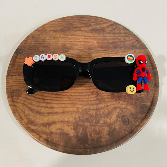 Customised name with cartoons rectangle shape polarized sunglasses for kids