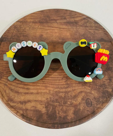 Customized Sunglasses for kids with name and cartoons - teddy shape