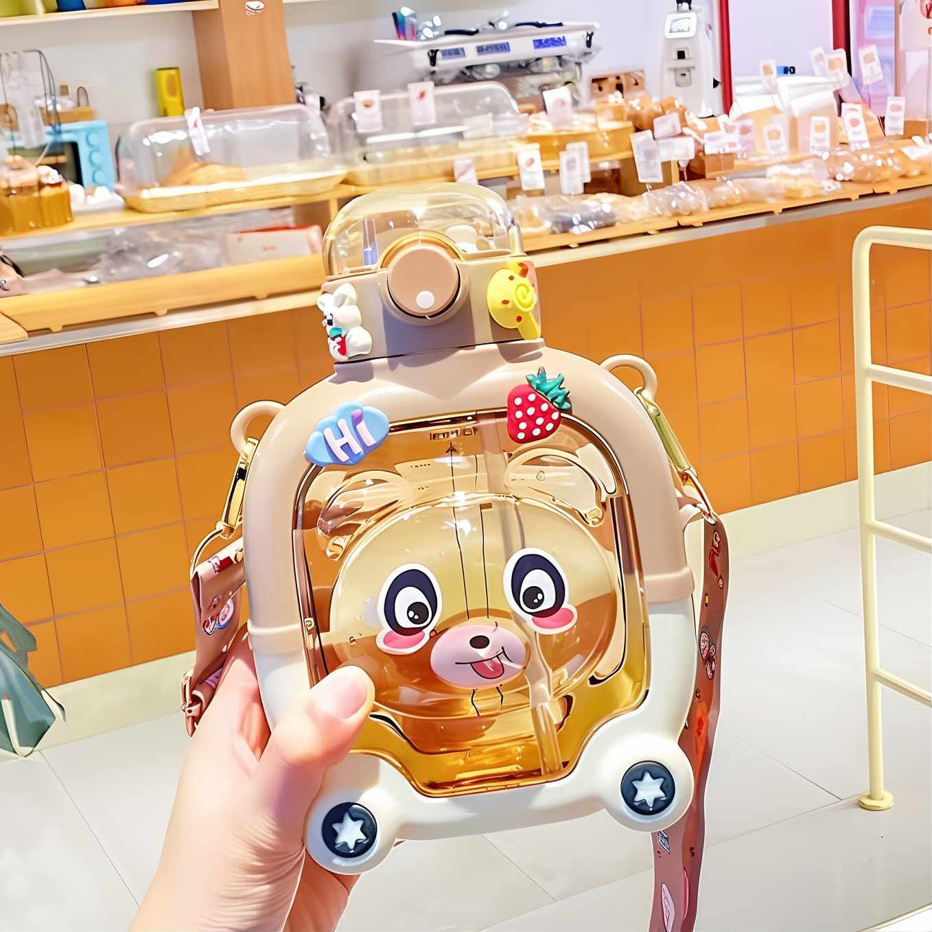 Cute Teddy Bear Water Bottle with stickers - 1000 ml