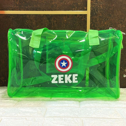 Customized Jelly Duffle Bag with Printed Name and Cartoon