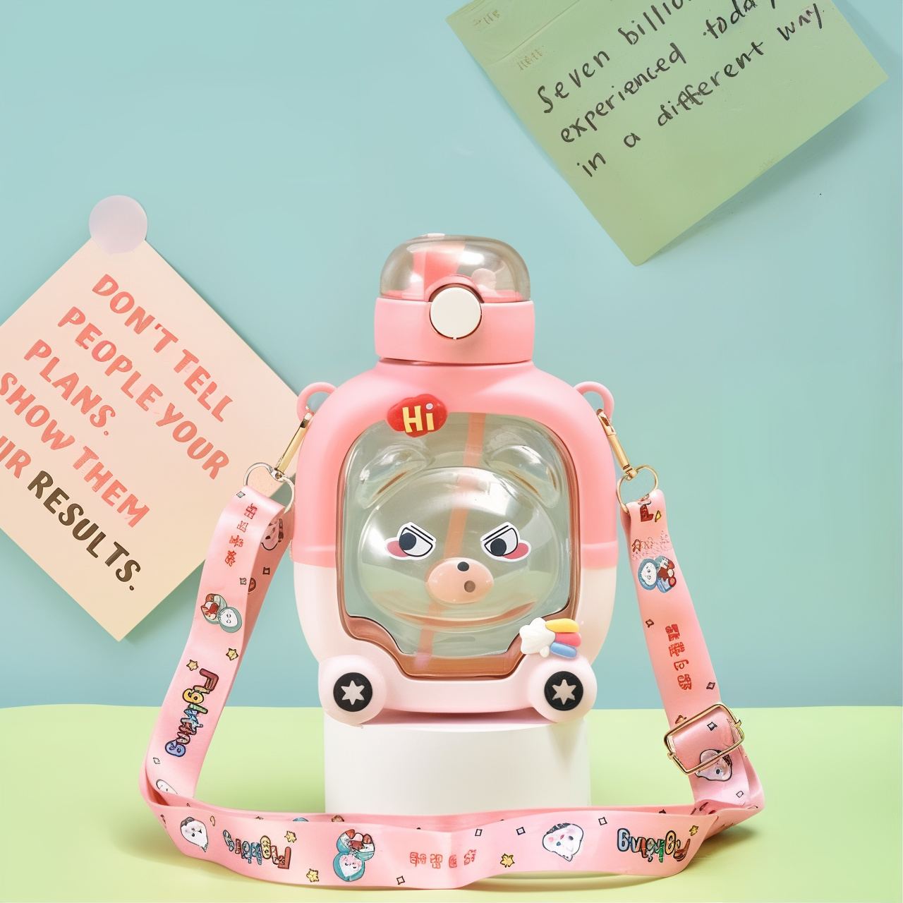 Cute Teddy Bear Water Bottle with stickers - 1000 ml