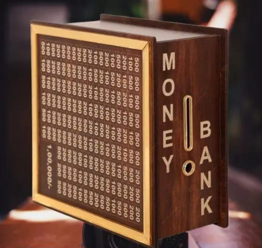 Wooden Money Saving Box | ₹1,00,000 Savings Challenge Piggy Bank