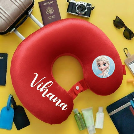Customized Travel Neck Pillow | Personalized Name and Cartoon Travel Pillow