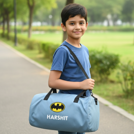 Personalized Denim Duffle Bag with Cartoon for Kids
